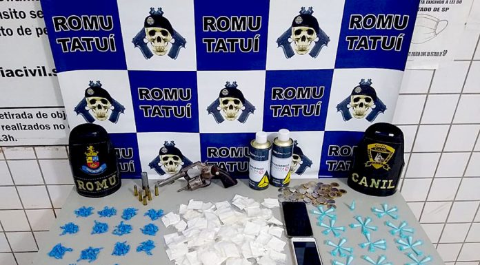 Homem suspeito de porte ilegal de arma de fogo e tráfico acaba detido