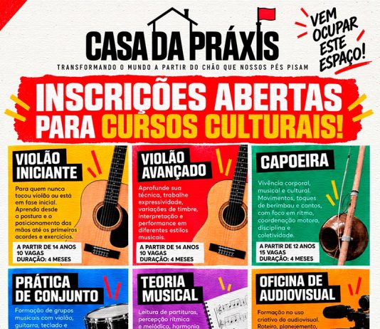 Casa da Práxis de Tatuí abre inscrição para novos cursos culturais gratuitos